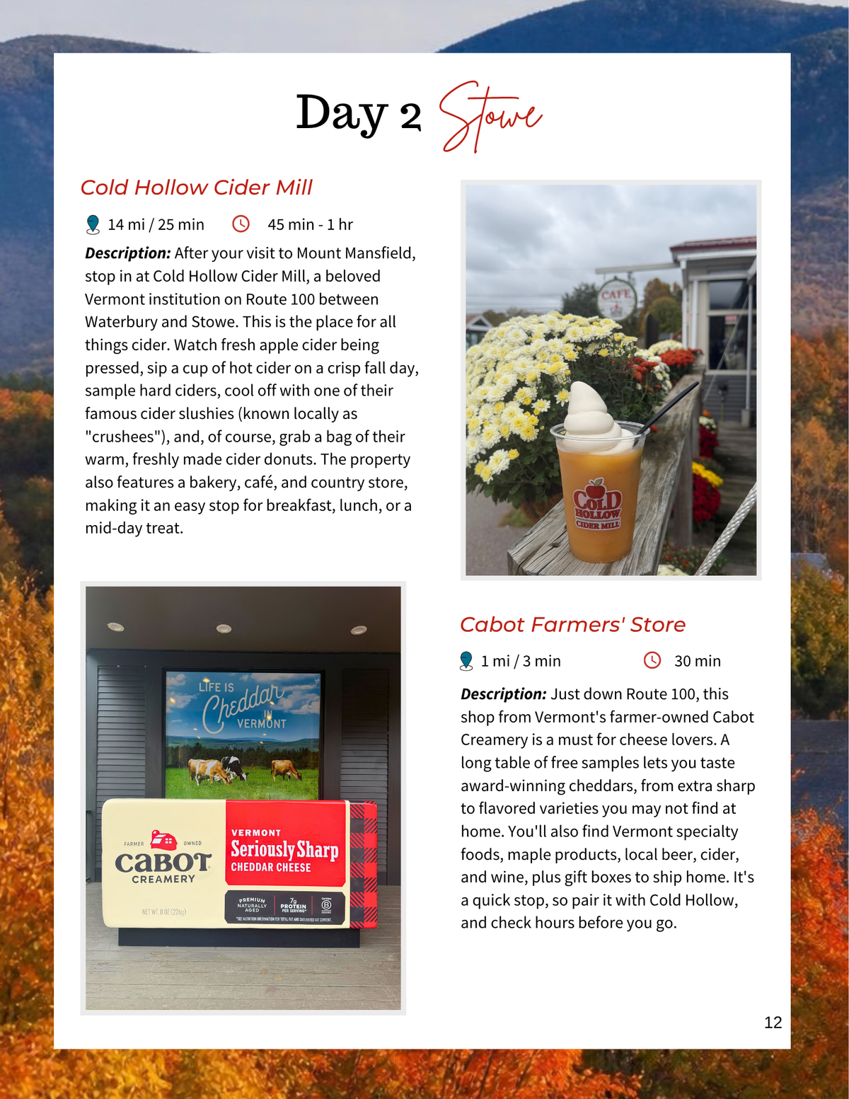 Vermont in the Fall Itinerary - Stowe & Burlington (4 Days)