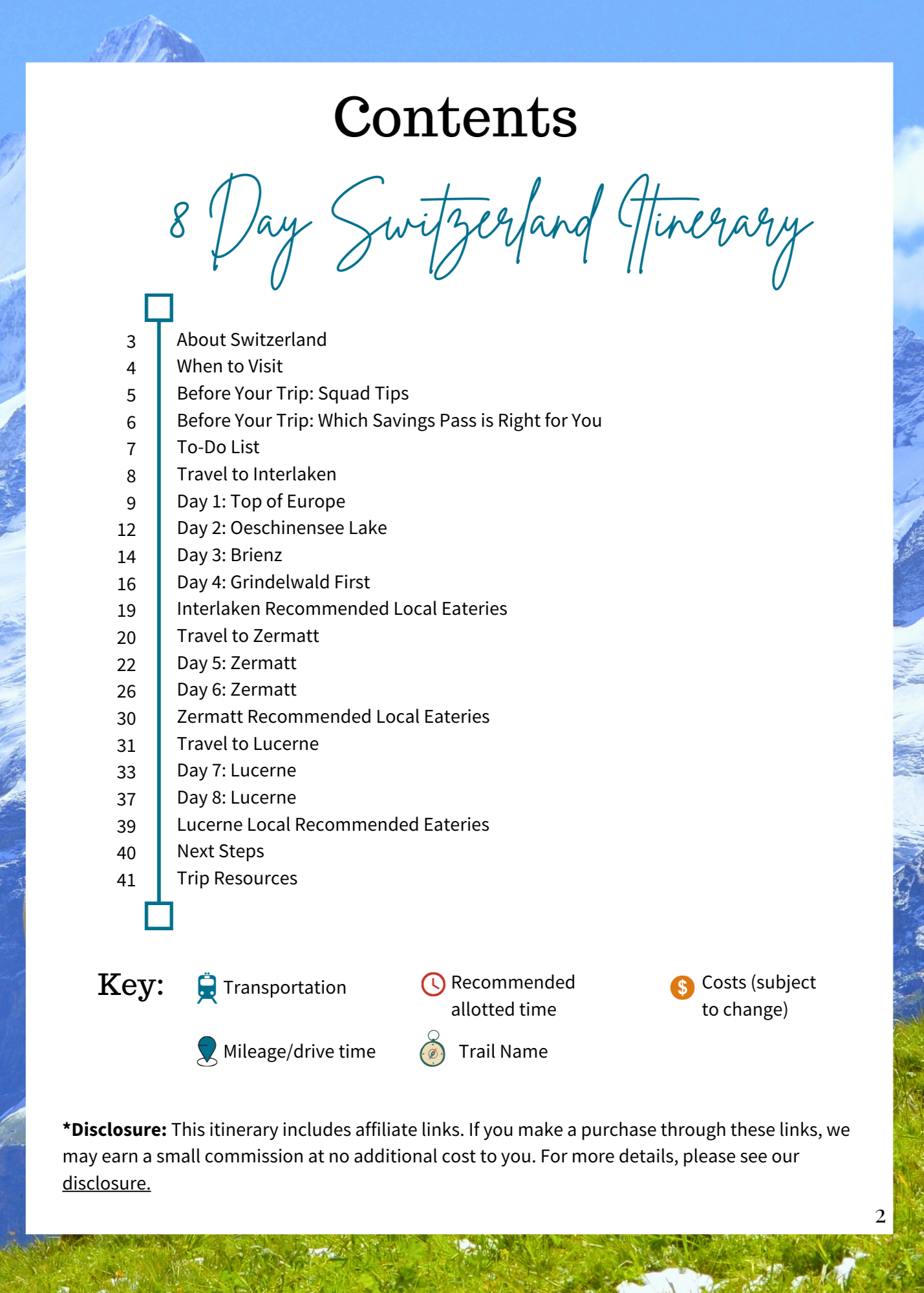 8 Day Switzerland Itinerary