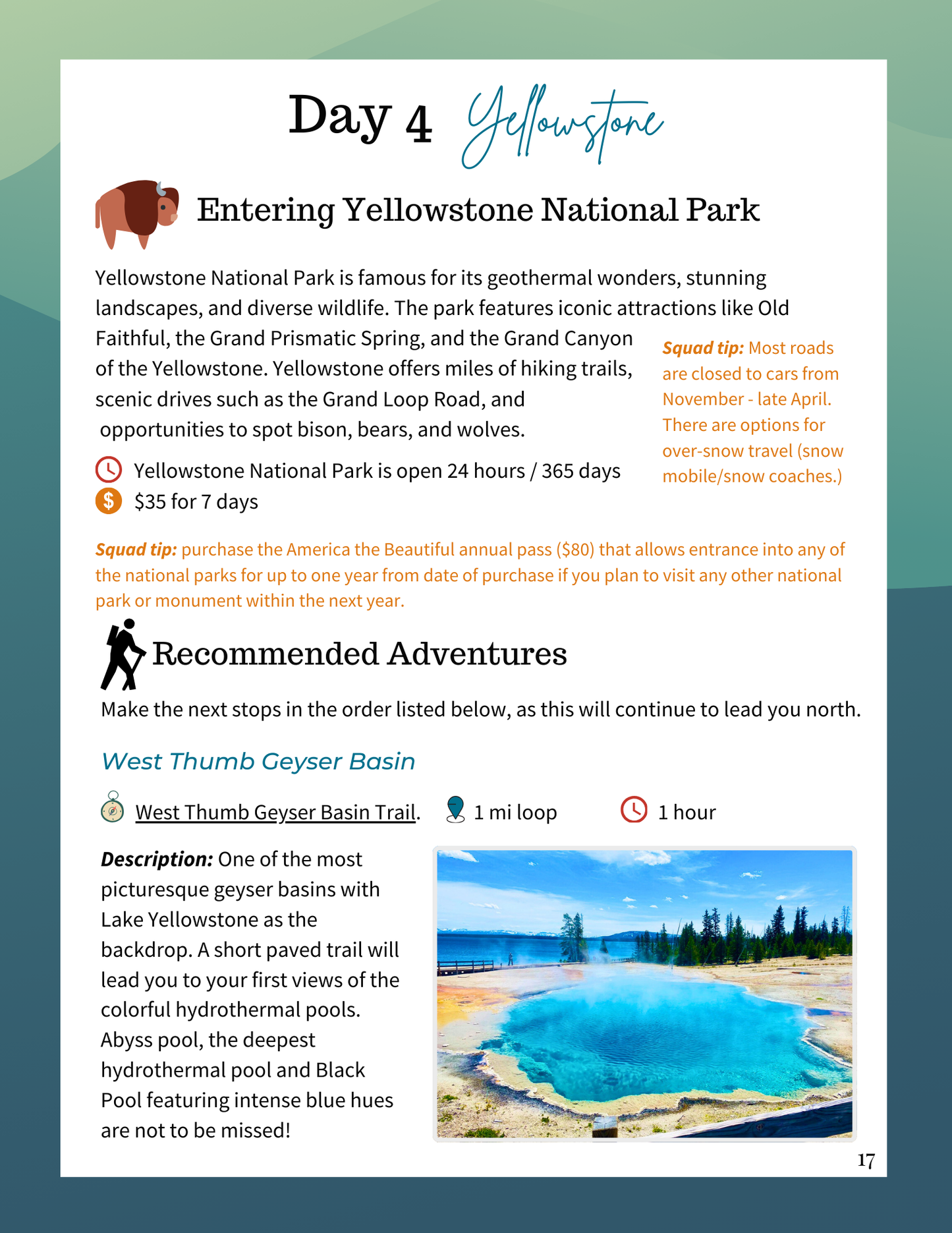 7 Day Grand Teton and Yellowstone Itinerary